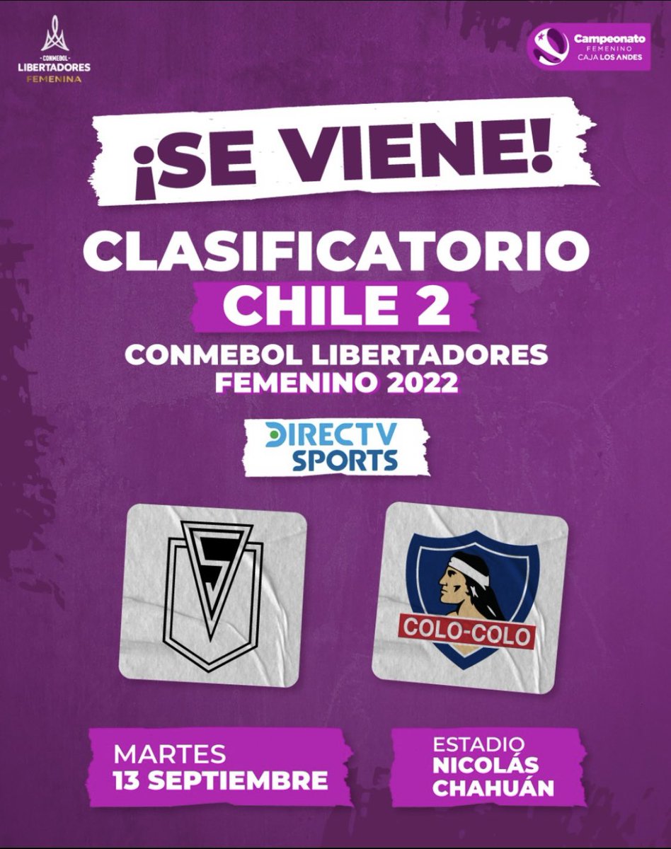 hermanchanampa's tweet photo. Este martes desde La Calera 🏟 Te Narramos junto @RommyM25 @camilajavierasl La definición Chile 2 Copa Libertadores Femenina 2022  Lo juegan @StgoMorningFem @Stgo_Morning 🆚 @ColoColoFem @ColoColo en “Exclusivo” por @DIRECTVChile @DIRECTVSports @DIRECTVGO desde las 18:50hrs https://t.co/pZ7ESedTwi