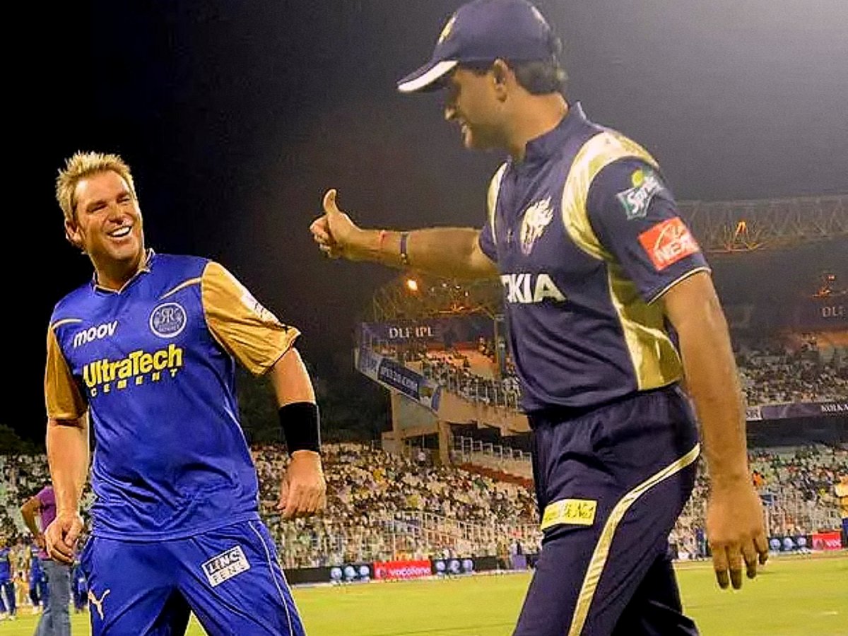 KKRiders's tweet photo. Remembering the 𝙂𝙧𝙚𝙖𝙩 Shane Warne on his birth anniversary! ✨ https://t.co/PZJzaGKQnA