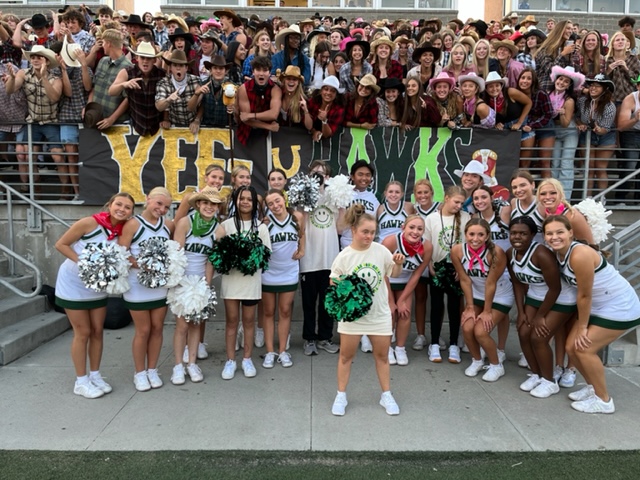 lswhs's tweet photo. Yee Hawks!  Great win over East!  💚Love our Student Fan Fare and our Inclusive Cheer debut.  #HawkPride https://t.co/98Ca167FYV