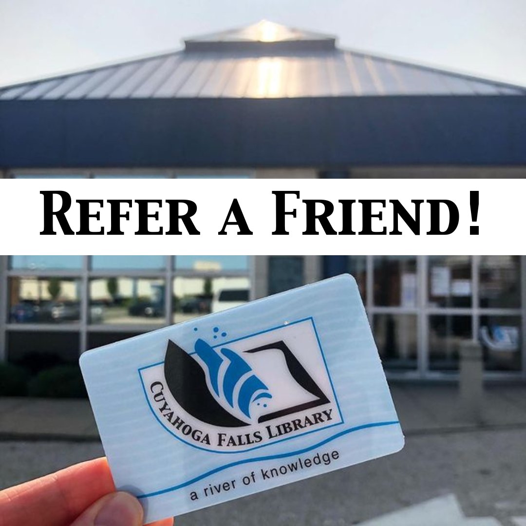 It's #LibraryCardSignUpMonth! Refer a friend this month and choose from an "I💙My Library" window cling or $10 in fine forgiveness. New cardholders get a free cling, too!