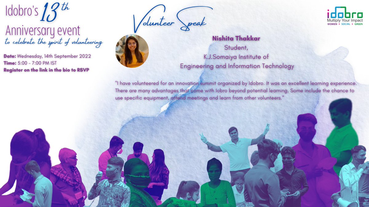 IdobroImpact's tweet photo. Our Volunteers share their experiences of working with Idobro Impact Solutions.
Join us for our 13th Anniversary Celebration where we focus on the spirit of volunteering.
Register using the link to RSVP:
https://t.co/mZUZmTXFx8
#inclusiveimpact #rise #anniversary #celebration https://t.co/riexG9SBSs