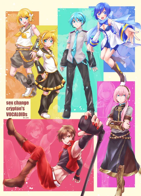 せっかくなのでついでに過去絵の性転換集合系 #VOCALOID亜種 