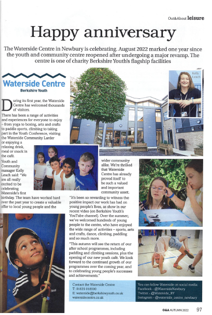 Have you picked up your free copy of <a href="/outnaboutberks/">OUT&ABOUT</a>? Our first anniversary is featured on page 97. Thank you, <a href="/NewburyToday/">.</a>.

<a href="/BerksYouth/">Berkshire Youth</a> 
#Newbury #youthwork #YouthWorkMatters #youngpeople #youthvoice #YouthPledge2022