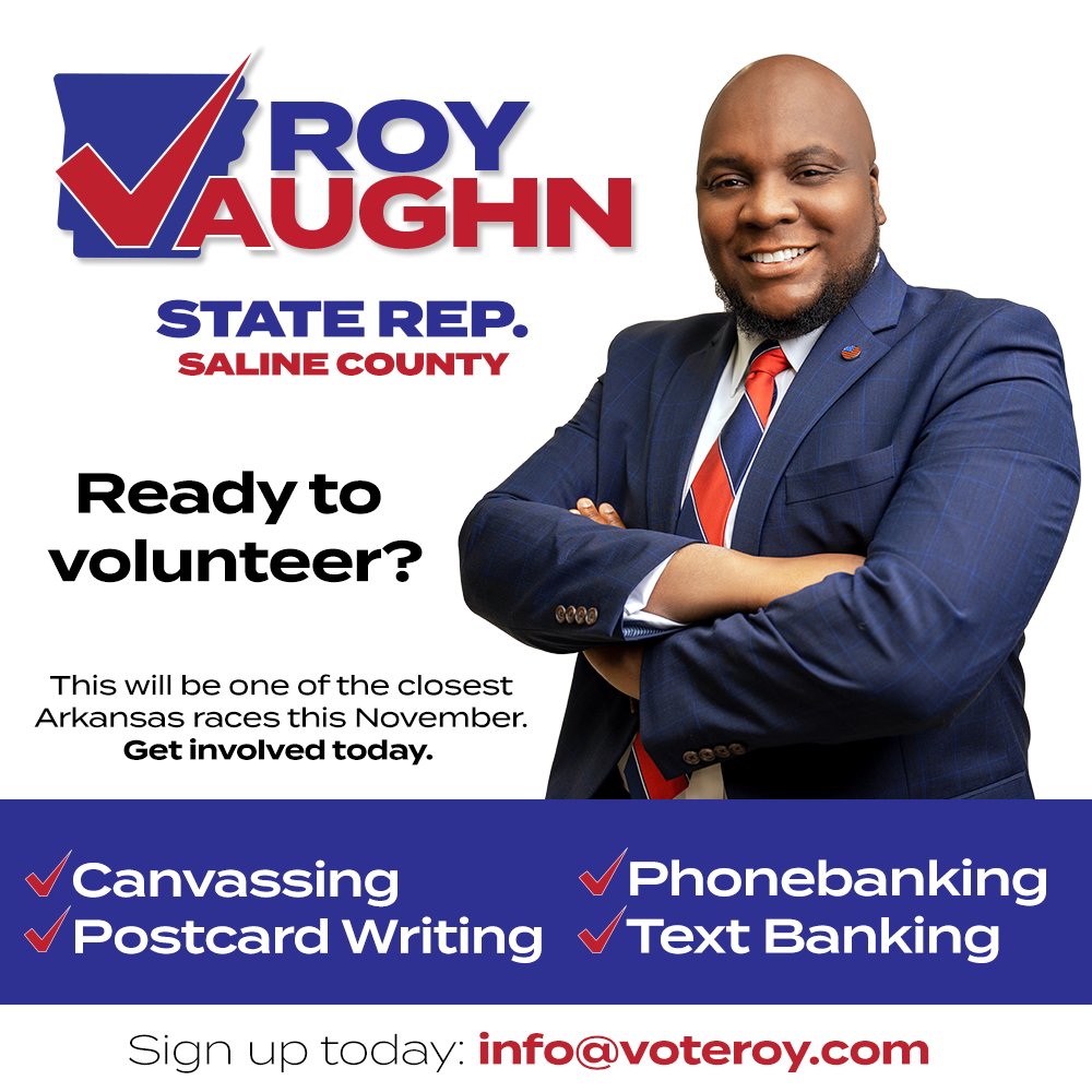 For the first time in over a decade, we can win a State House in Saline County. Just imagine the statement we could send when we win this election. 

It’s going to be a lot of labor, for sure, but I’m already doing that tough work. 

Will you join me? info@voteroy.com