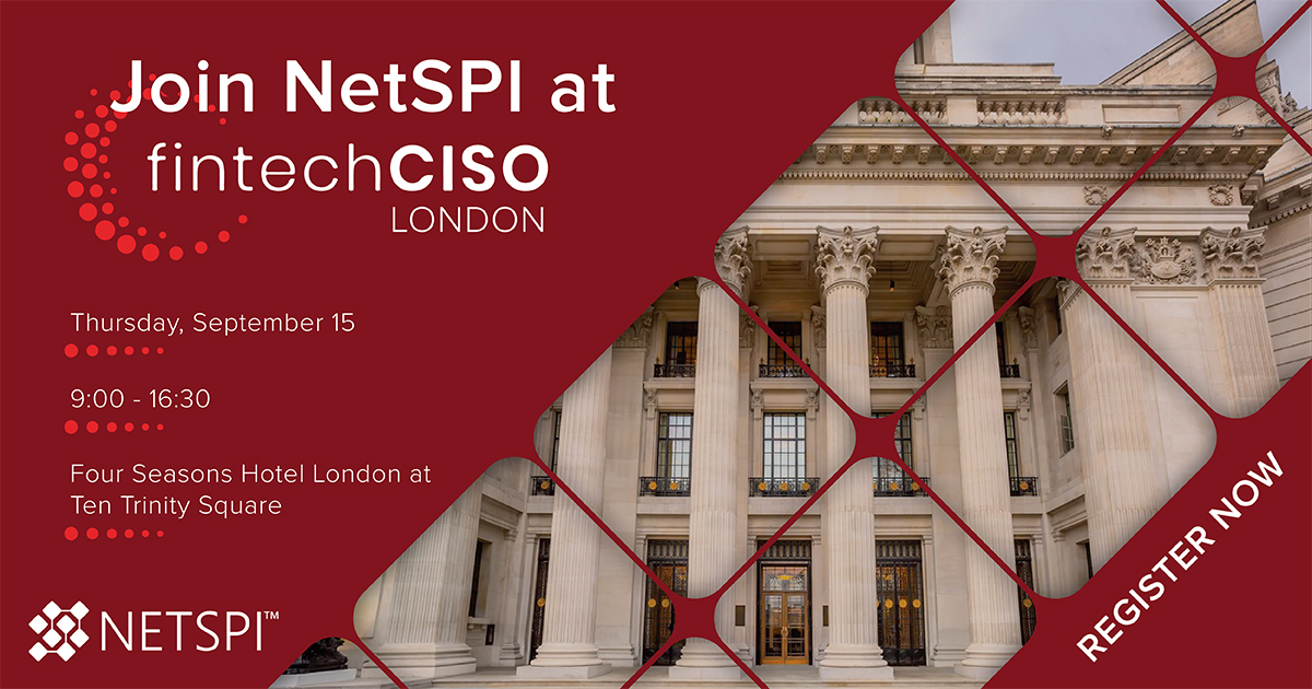NetSPI's tweet image. NetSPI and Mary Braunwarth will be at #fintechCISO London next Thursday, 9/15! Register for the conference and tune into Mary&apos;s fireside talk on risk-based security programs!

Details: ow.ly/AUe450KqlLO

#cybersecurity #secureciso