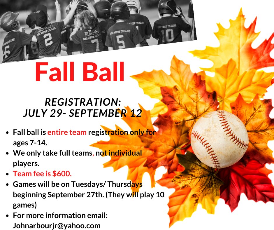 Pardsla's tweet photo. Happy Monday!! 

Today is the LAST FULL day for Fall Ball Registration before the late fee begins at 11:59PM, so make sure your team is signed up!!!

For more information: 
Johnarbourjr@yahoo.com 
https://t.co/PRQ7r3CMrT https://t.co/i2qAUAuVBO