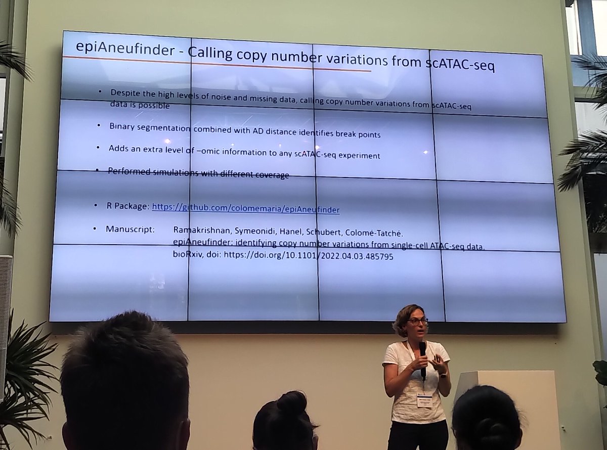 leukaemielabor's tweet photo. Copy number variations are common in various hematologic malignancies but knowledge at the single cell level and patient heterogeneity is limited - nice talk by @colomemaria_epi giving insights into #CNV calling from #scDNA and in particular #scATAC-seq #SCGmeetML https://t.co/JEdbhZcpyN