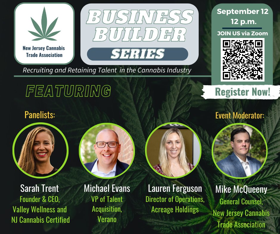 Join us TODAY at noon as these industry-leading experts share their secrets to #success in the #cannabis industry & answer your questions about #recruiting & retaining top #talent. Register now! shorturl.at/fjL04