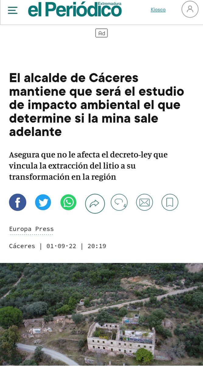 gustaf_rosen's tweet photo. @GFVara @Lsalaya @salvemosMontana @ElenaNevado_CC 9. La situación cambia tras el anuncio de una factoría de baterías en Navalmoral. @GFVara y @Lsalaya parecen olvidar las competencias del ayuntamiento y el impedimento que supone el PGM. Cáceres se convierte en zona de sacrificio. https://t.co/RW40PKvEXV