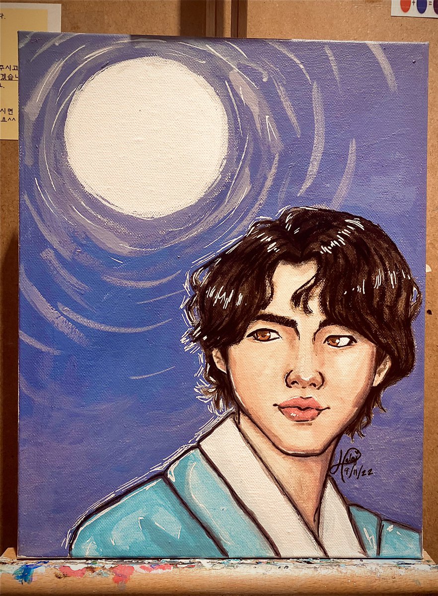hazehops's tweet photo. If anyone wants to cheer my weverse post of my art that I recently did at a paint cafe that would be very cool 🥹🫶 the post ~should~ be under the hashtag #\haze_art !! 

(plz why do I always love the sketch more 🥲) https://t.co/v8zythj9y2