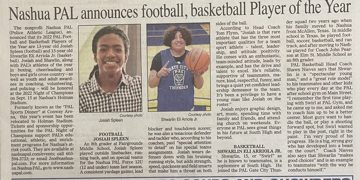 PAL Baller and Footballer of the Year. Be there Thursday night. <a href="/NashuaPALForce/">Nashua PAL Force</a>