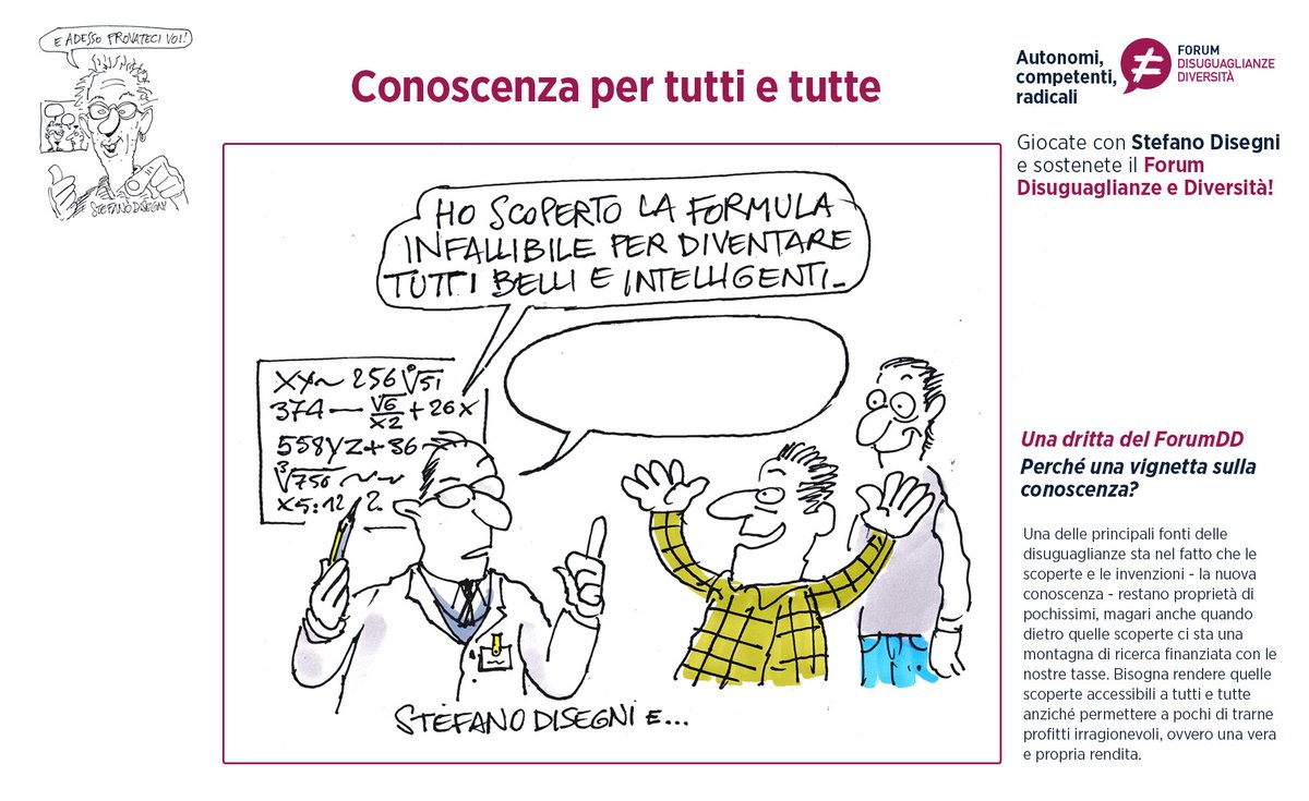DD_Forum's tweet photo. Ecco la prima vignetta dalla penna di @StefanoDisegni! Requisiti per riempire il fumetto: farsi venire una bella battuta da 150 caratteri e donare - anche solo un euro - al Forum Disuguaglianze e Diversità su @betapdb.
Qui tutte le info su tempi e modi
👉https://t.co/YZ9dLoS5n3 https://t.co/SNiq1lcqLU