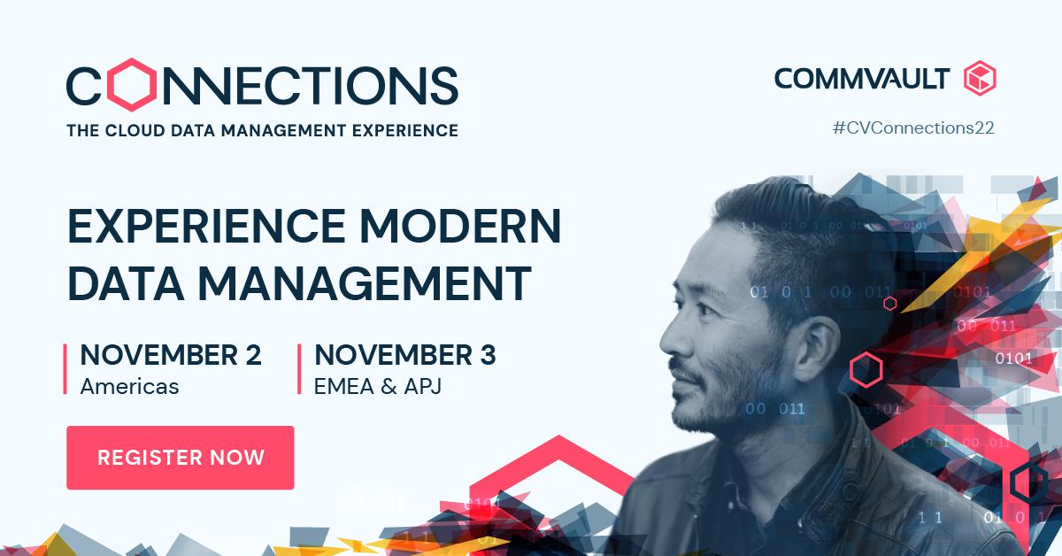 Het wachten is voorbij, registratie voor #CVConnections22 is LIVE. Schrijf je vandaag nog in voor deze #cloud data management ervaring die je bedrijf niet mag missen.
ow.ly/4SnM1040GWO