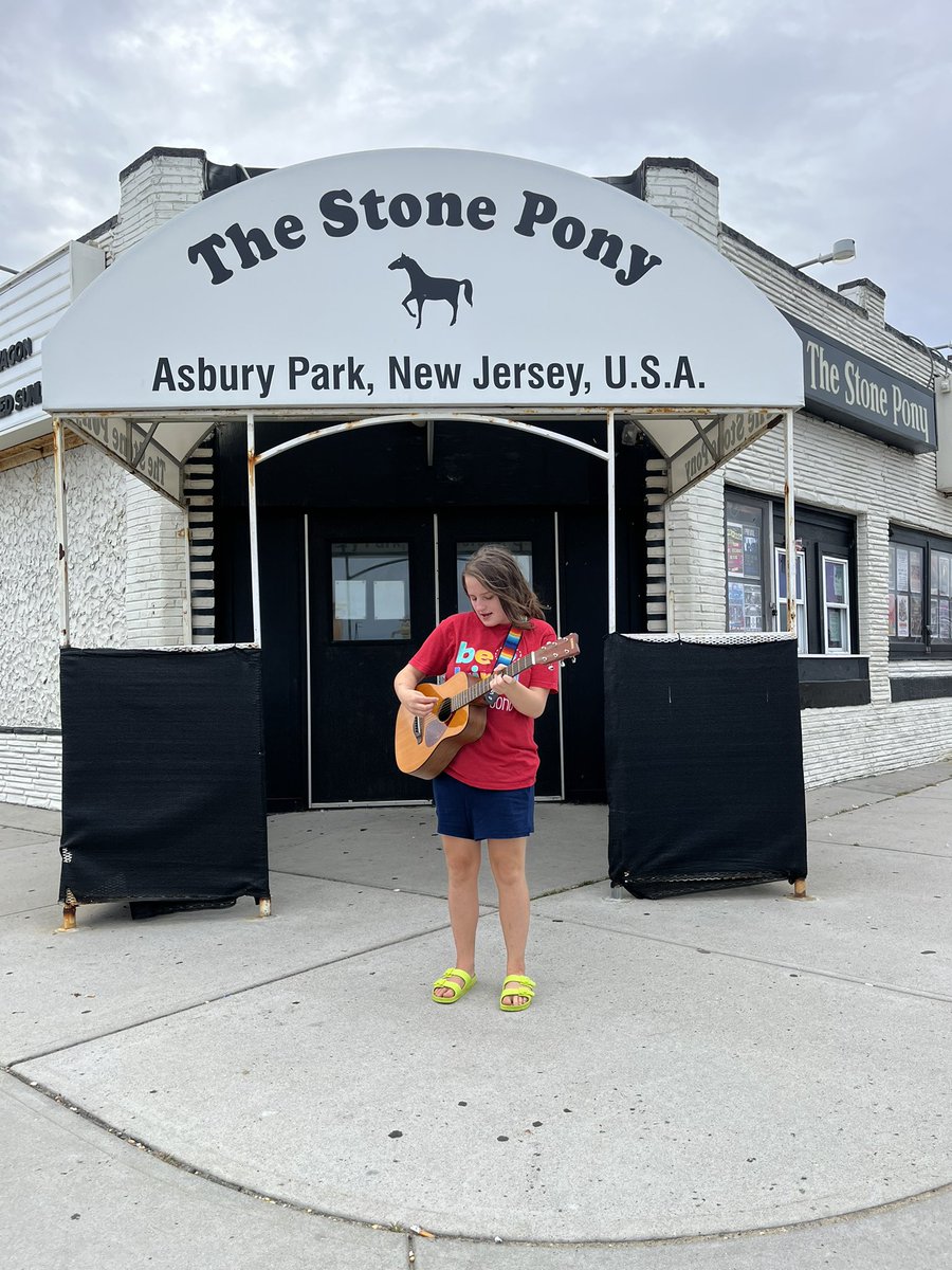Greetings from Asbury Park! If you thought that Emma wouldn’t follow up surfing at Belmar with traveling north to Asbury Park and playing the @thestonepony, you’d be mistaken! #EmmaRocksAutism #AutismDoesntHoldMeBack #BeKindToEveryone @springsteen @jackybambam933 @mor100 @933WMMR