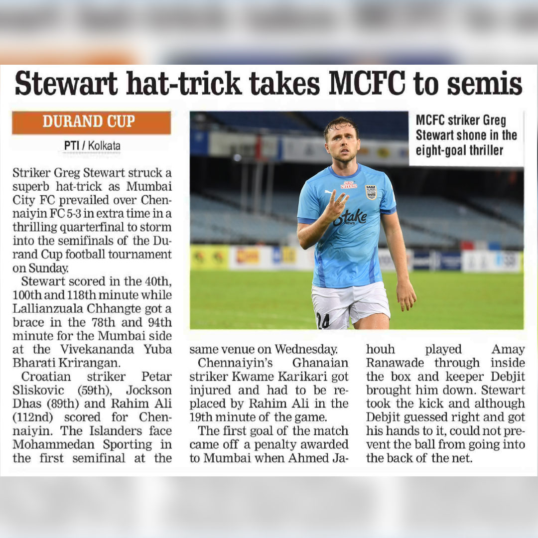 MumbaiCityFC's tweet photo. Headline maker! ๐๐ซ
#GregAalaRe #MCFCCFC #DurandCup2022 #MumbaiCity #AamchiCity ๐ต https://t.co/1VYjyhgslb