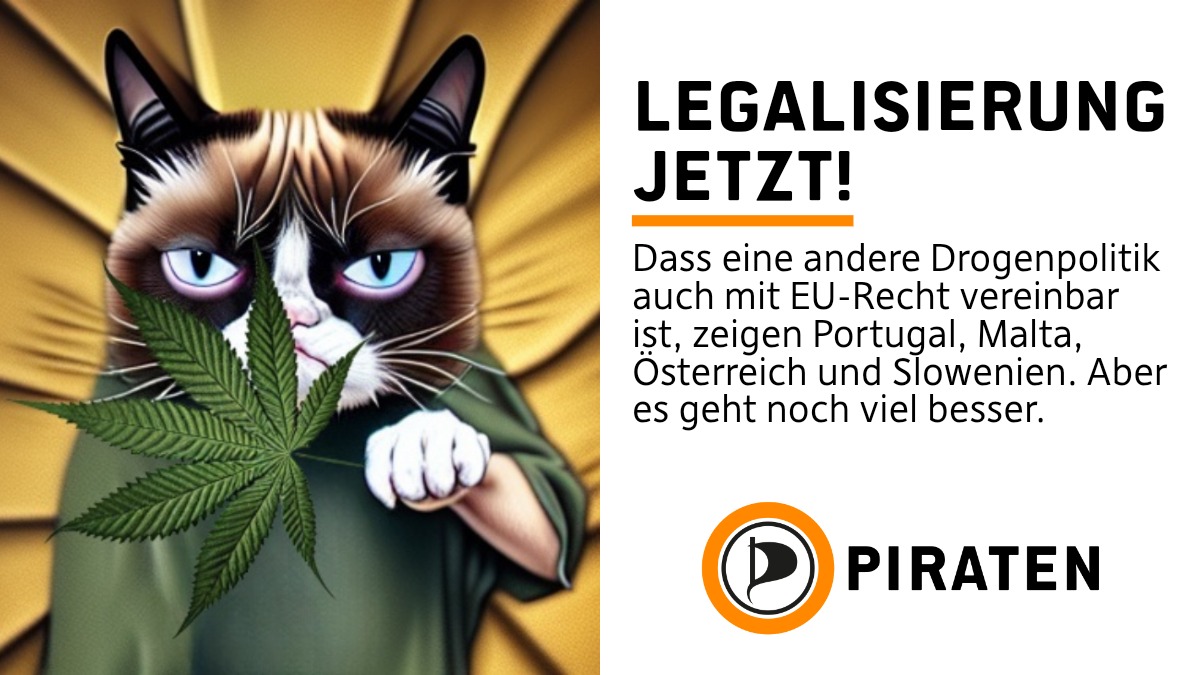 Piratenpartei's tweet photo. #Cannabis #LegalisierungJetzt. Dass eine andere Drogenpolitik auch mit EU-Recht vereinbar ist, zeigen Portugal, Malta, Österreich und Slowenien. Aber es geht noch viel besser. #WeedMob #PIRATEN https://t.co/nOY4LdGiVY