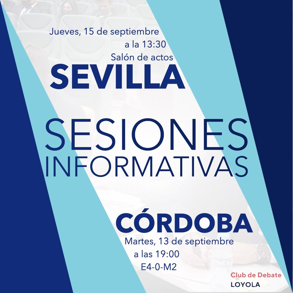 LoyolaCD's tweet photo. Os invitamos a que participéis en nuestra sesión informativa, para conocer un poquito más cómo funciona nuestro club internamente.
¡Nos vemos el martes 13 a las 19:00 en el aula E4-0-M2 en  Córdoba y el jueves 15 a las 13:00 en el salón de actos en Sevilla!
¡Allí os esperamos!😊 https://t.co/Z2V9V7sEVM