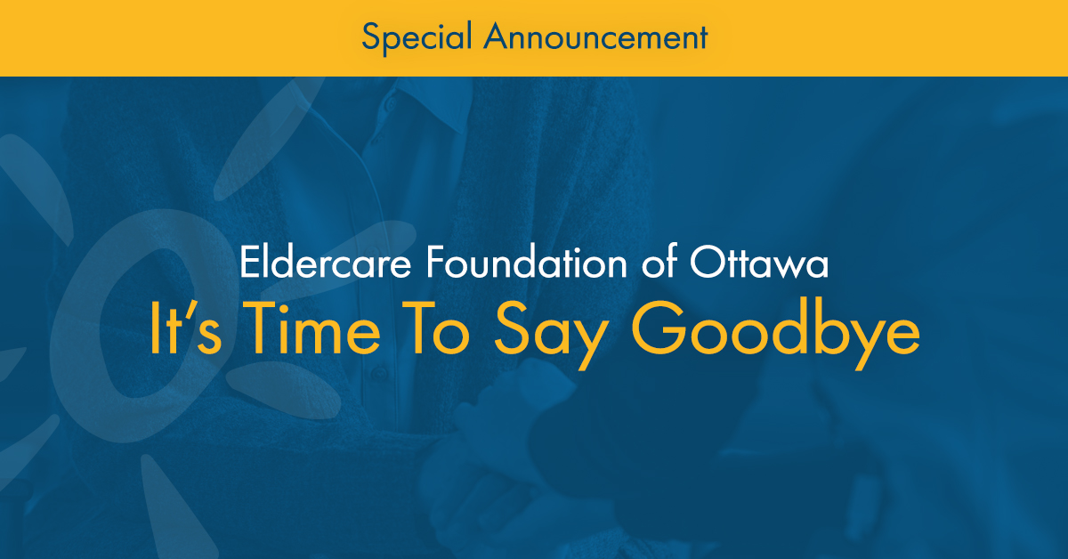 eldercareottawa's tweet photo. It's time to say goodbye.

It is with mixed emotions that we announce the ceasing of active operations of The Eldercare Foundation of Ottawa. For the next 4 months, we will slowly wind down operations.

Read the full statement by our Founder, Adam Nihmey: https://t.co/sOB3ICu6ZX https://t.co/jq09fPk7p0