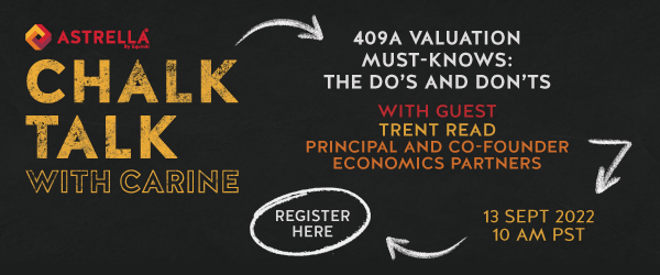 AstrellaHQ's tweet photo. Join us tomorrow for our live webinar to talk about 409A valuations, including when you need them and why. Our guest, @TrentRead of @Econ_Partners will cover these valuations and more, so sign up at https://t.co/uIOVEBu9hI.

#business #valuations #409A https://t.co/UFWm1x2BPk