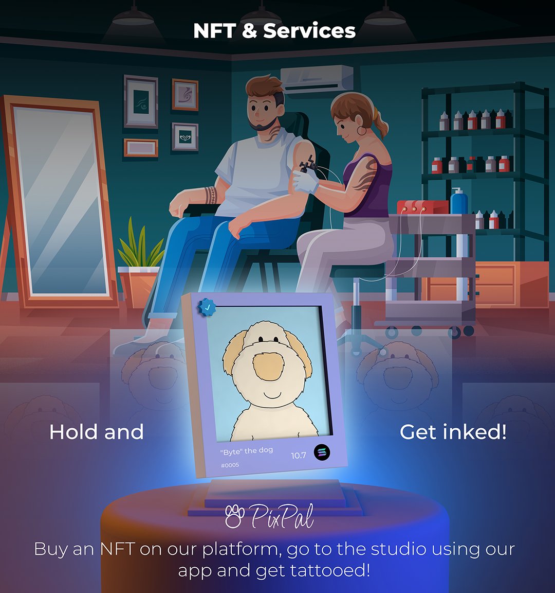 pixpal_io's tweet photo. All the Holders of our Original Collection can claim a tattoo. Stay tunned. 

A new era of NFT ownership 🚀 https://t.co/roN5Z3Z5re