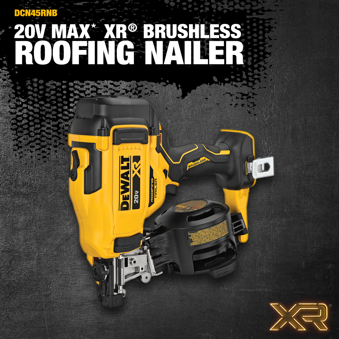 DEWALTtough's tweet photo. POWER THE POSSIBILITIES™ when you’re up on the roof with the 20V MAX* XR® 15° Coil Roofing Nailer.
#DEWALTTOUGH #XR #EXPERIENCEPOWER #PowerTools #Construction #ToolsOfTheTrade https://t.co/r7S7iEL5ca