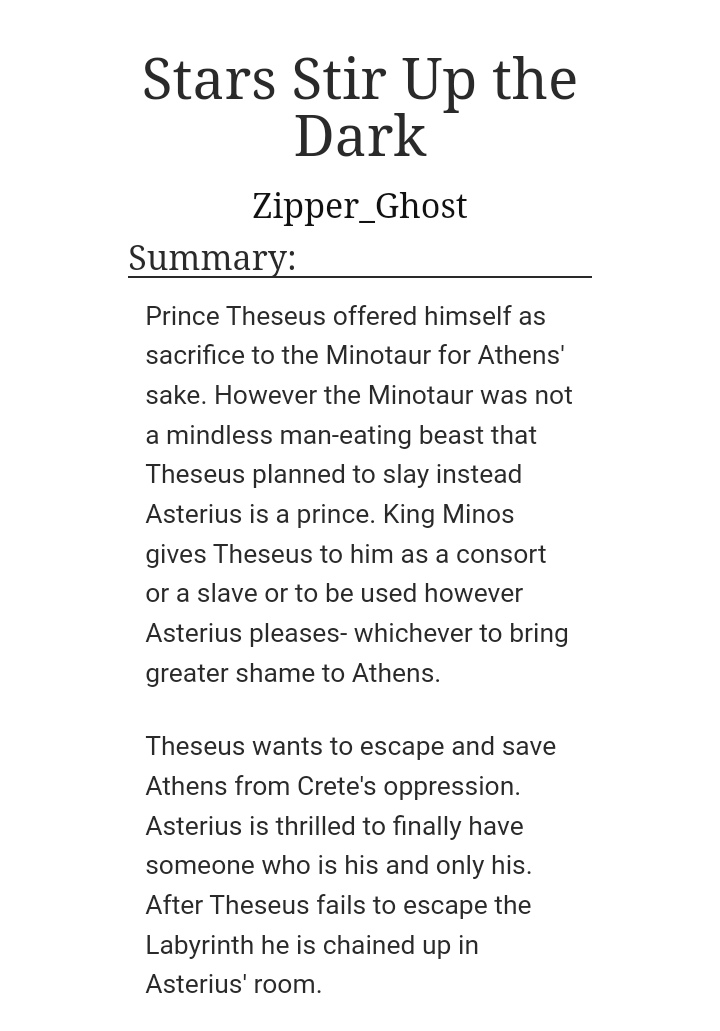 Zipper_Ghost's tweet photo. New chapter of my Prince Asterius au for day 2 of #HadesPromptWeek where Asterius is a prince and Theseus is trapped in the Labyrinth (kinda) https://t.co/Tfv574a7PQ