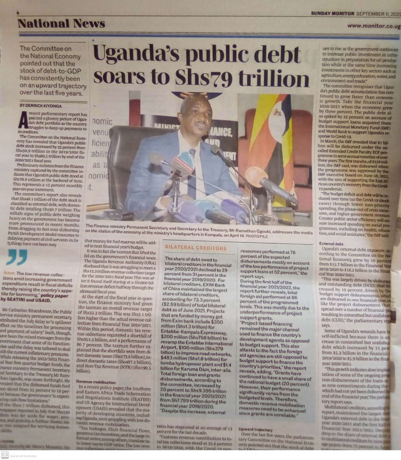 FreedomMove_Ug's tweet photo. Uganda's public debt soars to shs 79 trillion, currently each Ugandan bears a debt burden of 1.8 million, where does this leave the financial freedom of the ordinary people?
#EconomicOppression https://t.co/FTovAshXo8