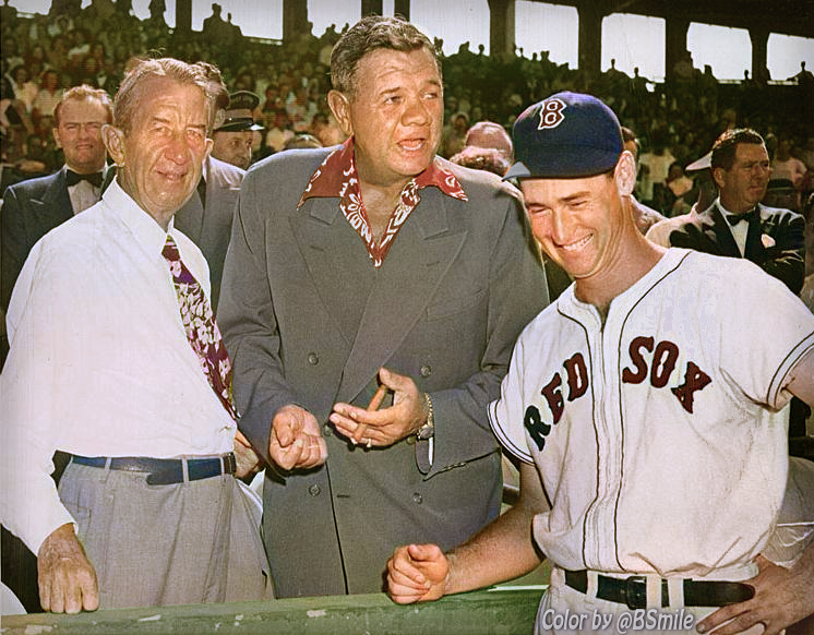 Baseball by BSmile on X: 75 Years Ago Today: Babe Ruth chats with Ted  Williams and Eddie Collins before a Boston #RedSox ballgame at Fenway Park!  (September 12, 1947) #MLB #Baseball #Legends #