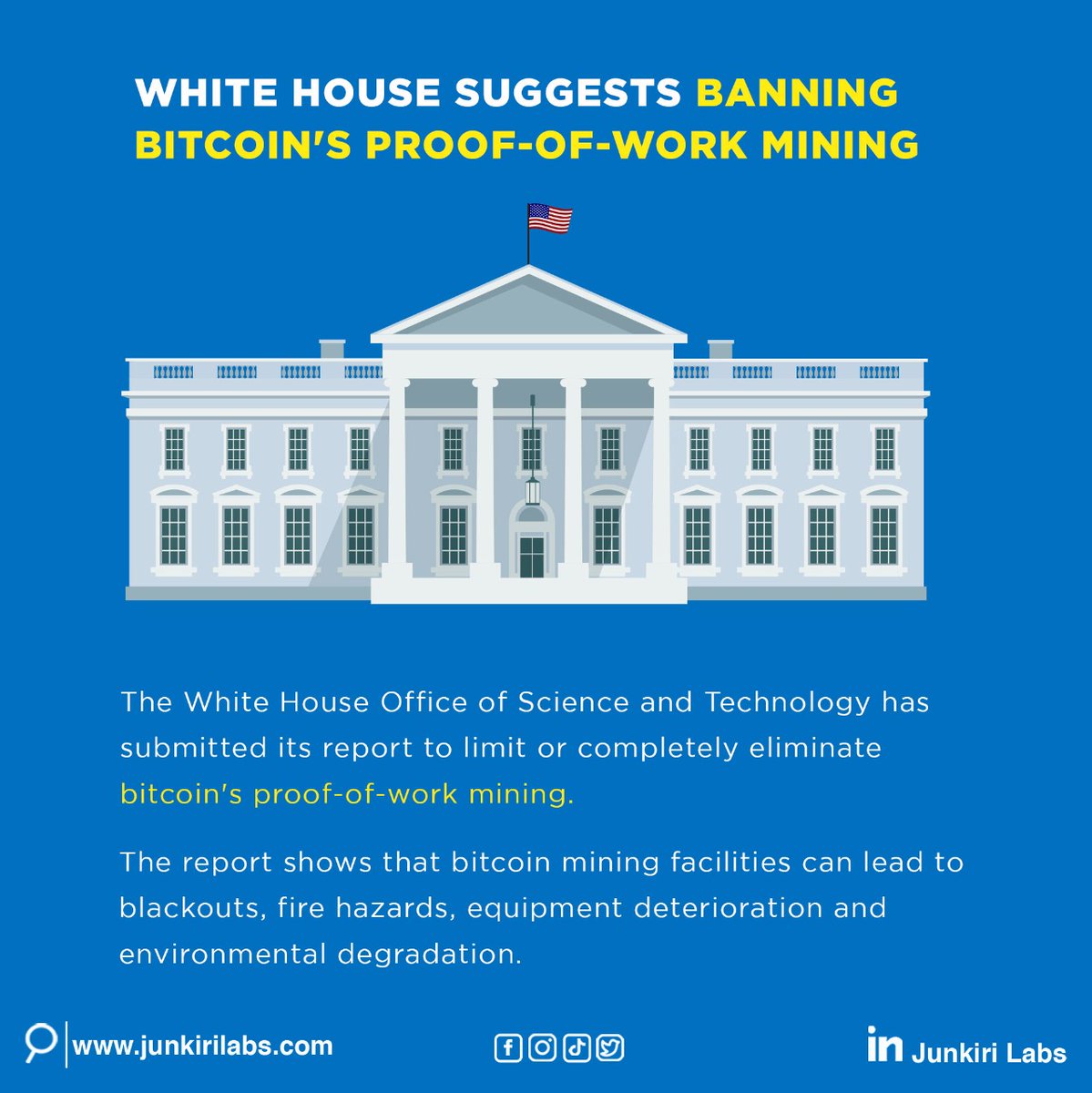 scalebuildai's tweet photo. As per President Biden's order, the White House is hinting towards banning proof-of-work mining used by bitcoin as it is sending out some potential threats to the environment and climate.
.
.
.
#bitcoin #nft #ethereum #crypto #bitcoinindonesia #Angular #JavaScript #HTML #twitme https://t.co/P8oYuO0PDf