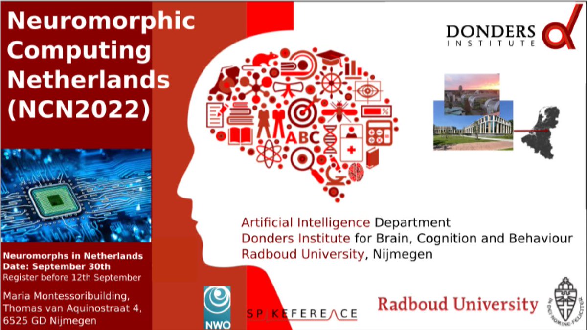 PLanillos's tweet photo. Neuromorphic Computing in the Netherlands (NCN2022)
🕑Sept 30
This edition leitmotif: Control and Learning.
👉Info & free registration: https://t.co/wzyGBsz28p
Organizes: @SanderKeemink, Mahyar Shahsavari, @JustHuebotter, @JohanKwisthout, @marcelge, Bodo Rückauer, & @PLanillos https://t.co/f0fb3Awk5S
