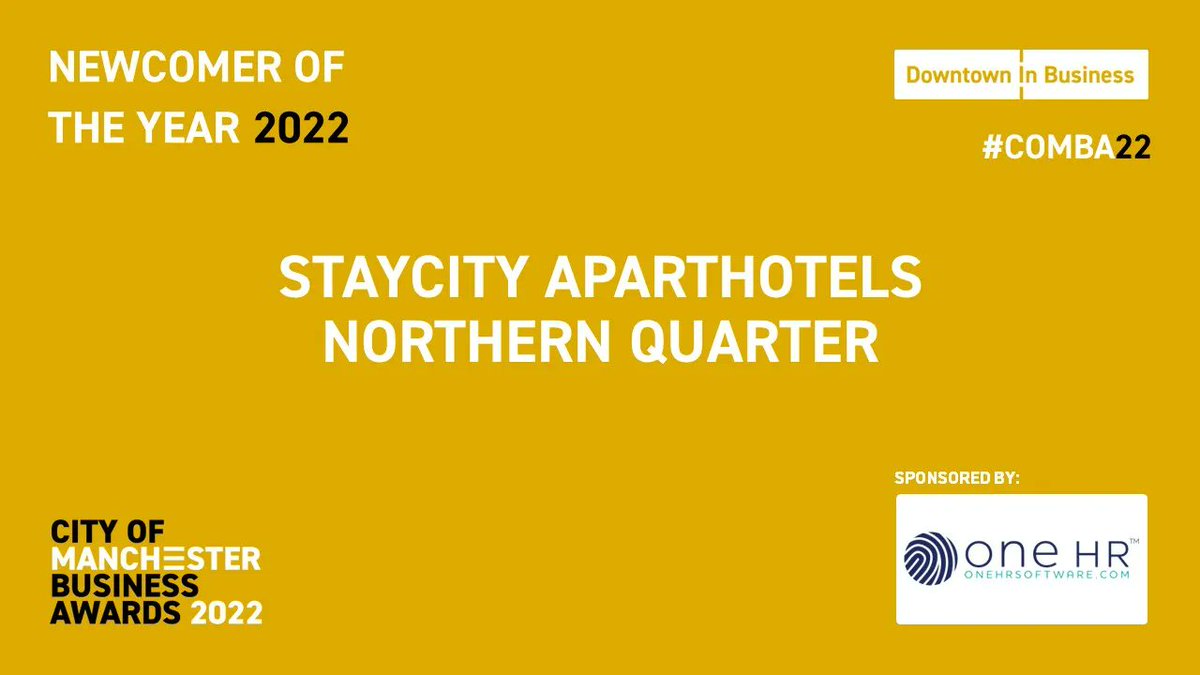 Staycity's tweet photo. Congratulations to the team in Staycity Aparthotels Manchester Northern Quarter on winning the "Newcomer of the Year 2022" Award at the City of Manchester Downtown in Business Awards 2022! 🏆
https://t.co/l2SHArsI5e
#COMBA22 #StaycityAparthotels #Manchester #NorthernQuarter https://t.co/wP6xttV9HV