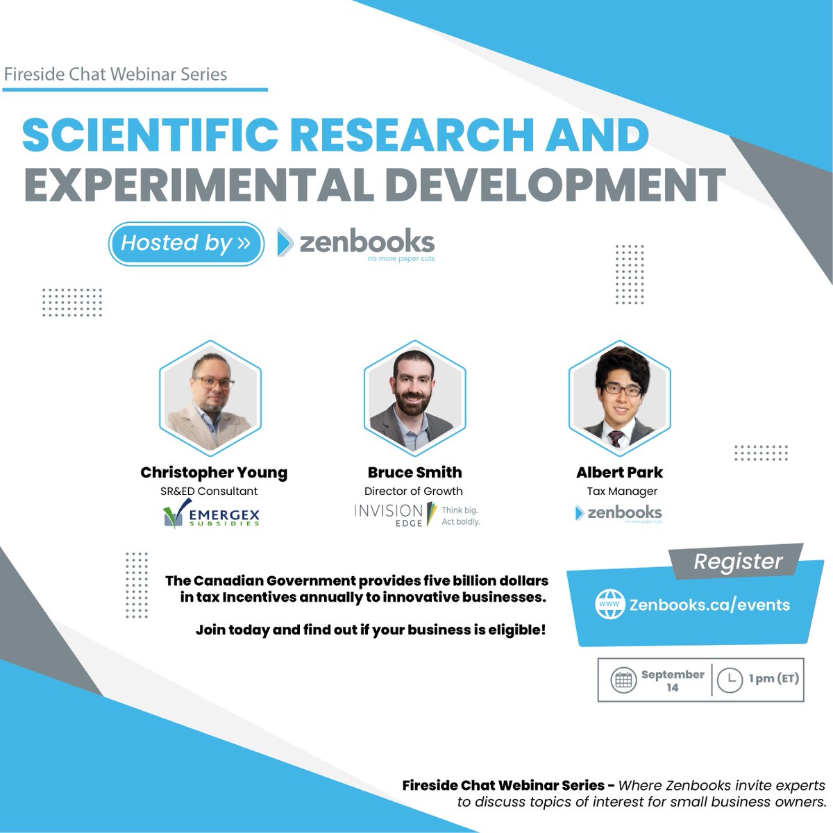 _Emergex's tweet photo. We invite you to join this free chat webinar and learn more about SR&amp;ED on Wednesday, September 14th, at 1 PM...DON'T MISS IT!

Register here: https://t.co/owyY8udVF7

#SRED #EBusiness #RDtaxcredits #taxcredit #IRAP #grants #subsidy #financing #networking https://t.co/rmuhyCtMLh