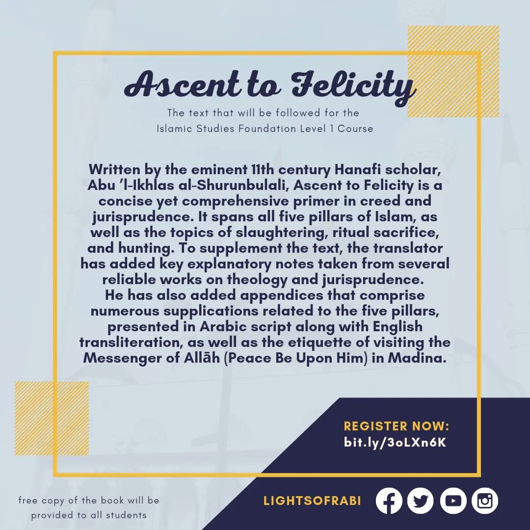 LightsOfRabi's tweet photo. The text that will be followed for the Islamic Studies Foundation Level 1 Course beginning on the 25th September in Reading, Berkshire. 

Register now at: https://t.co/boKaJajtjP 

Free copy of the book will be provided to all students. https://t.co/7ru5DsCorj
