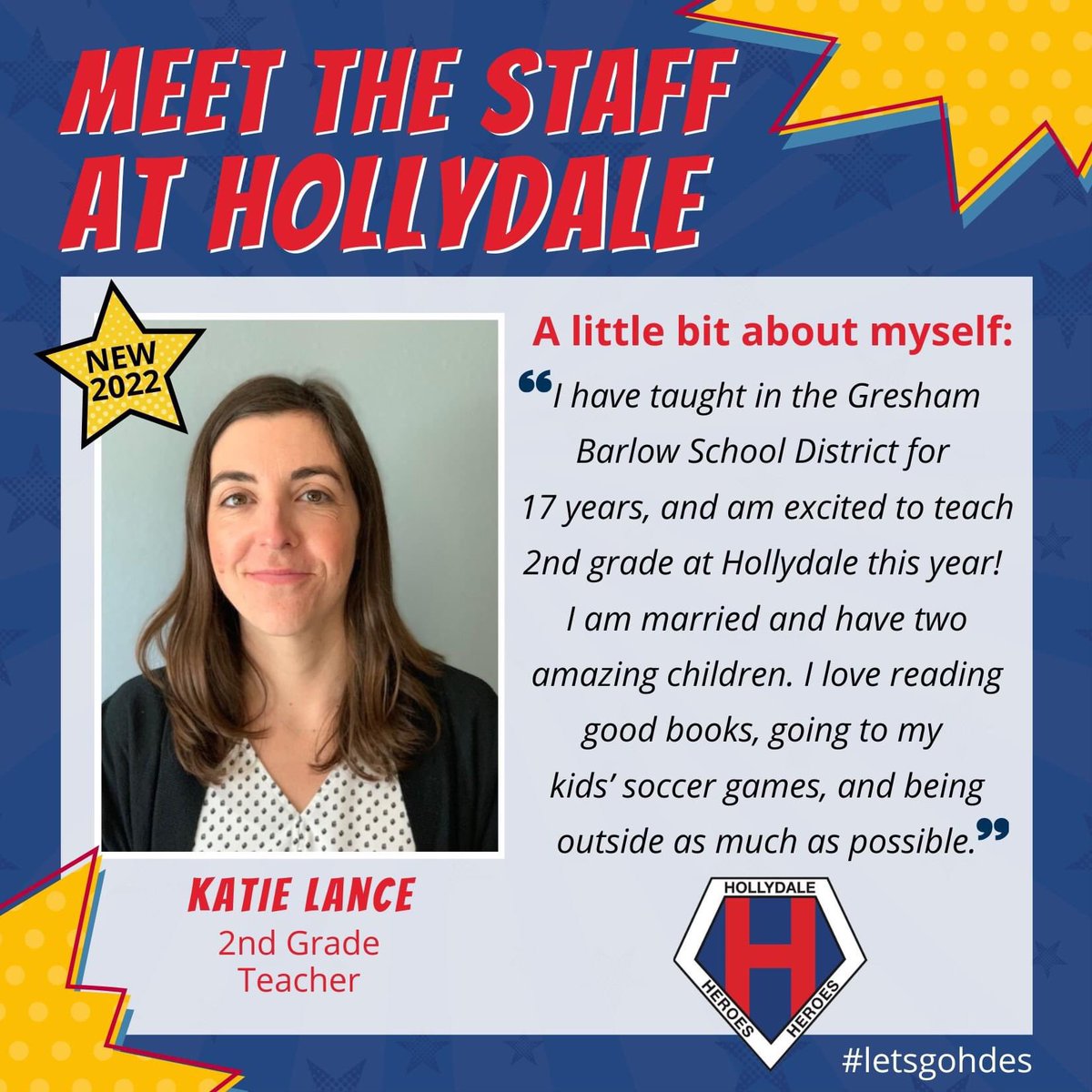 Throughout the year we will be introducing each Hollydale staff member individually.
 #letsgohdes ##InspireEmpowerTHRIVE