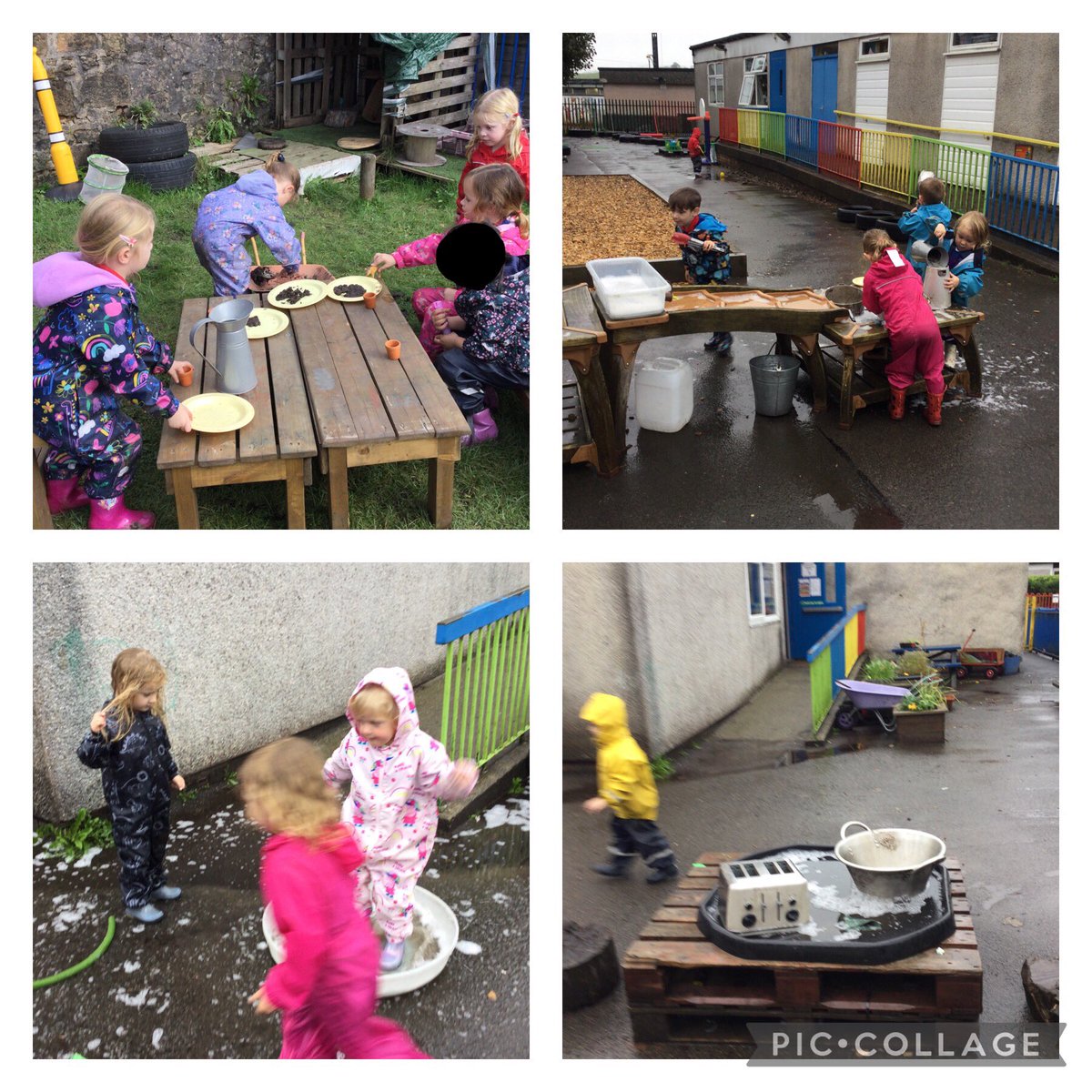 neilston_madras's tweet photo. The boys and girls at Madras decided to clean the mud kitchen! It was very muddy and messy but we had lots of fun using the water to clean everything. We have also had lots of fun jumping in puddles with our wellies on and seeing who could make the biggest splash! #rainyfun https://t.co/ZS9nNf4iGk