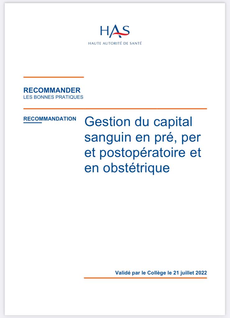 SFAR Anesthésie Réanimation (@sfar_org) on Twitter photo 🆕 En ligne aujourd'hui sur le site de la <a href="/HAS_sante/">Haute Autorité de santé</a> : les recommandations gestion du capital sanguin en pré, per et post opératoire et en obstétrique ➡️ has-sante.fr/jcms/p_3193968…
Consultez-les dès maintenant ! 📄
<a href="/AJARFrance/">AJAR France 🇫🇷</a> <a href="/SyndicatSnarf/">SNARF</a> <a href="/SNPHARE/">SNPHARE</a> <a href="/SFARJeunes/">SFAR Jeunes</a> @IADE_de_France 🆕 En ligne aujourd'hui sur le site de la <a href="/HAS_sante/">Haute Autorité de santé</a> : les recommandations gestion du capital sanguin en pré, per et post opératoire et en obstétrique ➡️ has-sante.fr/jcms/p_3193968…
Consultez-les dès maintenant ! 📄
<a href="/AJARFrance/">AJAR France 🇫🇷</a> <a href="/SyndicatSnarf/">SNARF</a> <a href="/SNPHARE/">SNPHARE</a> <a href="/SFARJeunes/">SFAR Jeunes</a> @IADE_de_France