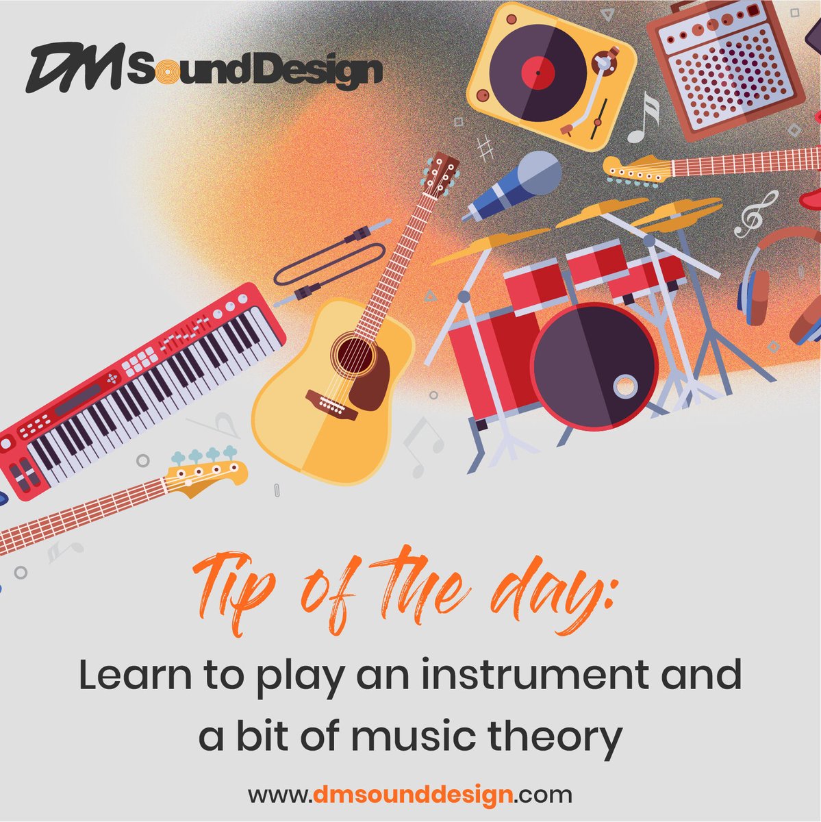 dmsounddesign's tweet photo. Take some lessons and put in the hours–even a little knowledge of an instrument will go a long way in the studio. Virtuosity is not the goal. Play some simple chords or melodies, hit some drums, thump along to some bass or strum a guitar.

Contact Us
🌐 https://t.co/korCa1hgwD https://t.co/DFAz3gbJKC