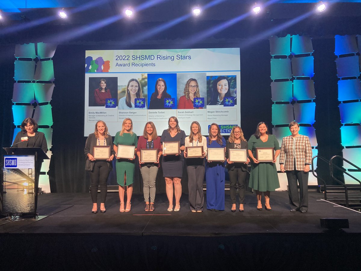 SHSMDAHA's tweet photo. Congratulations Ruth Portacci &amp; Rose Glenn for your Leadership Excellence Awards!

And another congratulations to our entire class of Rising Stars! Keep up the great work in the health care strategy profession. #SHSMD22 #leadership #healthcarestrategy https://t.co/zQpAYoK39L