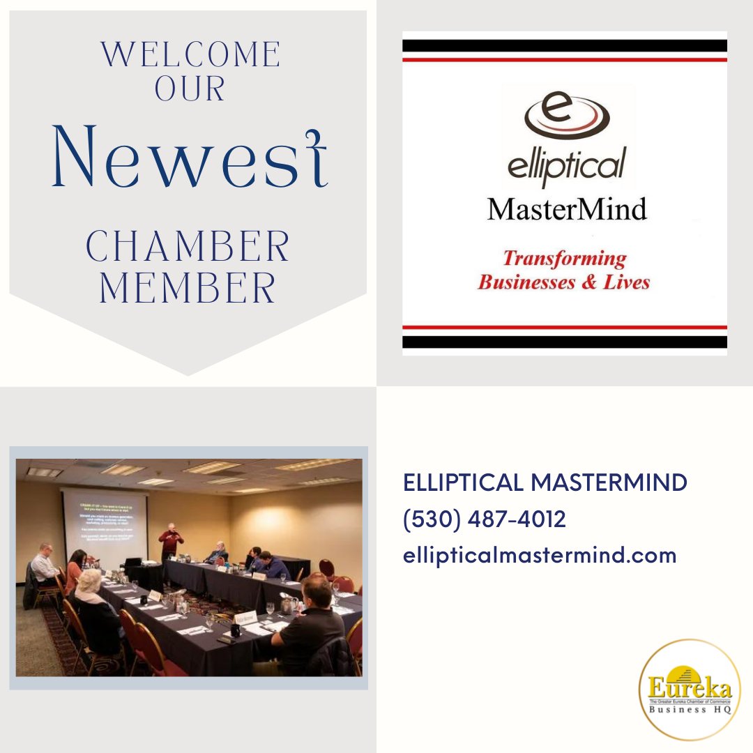 For more information please checkout the website link: ellipticalmastermind.com

 #eurekachamberofcommerce #eurekacalifornia #EurekaCA #yourchamberworkingforyou #eureka #supportlocal #humboldtcounty #supportlocalbusiness