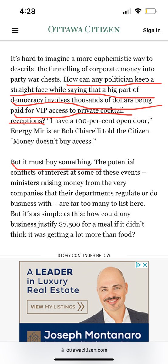 ShawnMenard1's tweet photo. Is #Ottnews going to report on this blatant hypocrisy? $1200 cash for access while writing an article saying that type of behaviour is “dangerous”. This is the status quo stuff that needs to end in #Ottawa #Ottpoli @OttawaCitizen @ottawasuncom @CBCOttawa @global_ottawa @LeDroitca https://t.co/gjPeQEzwNo