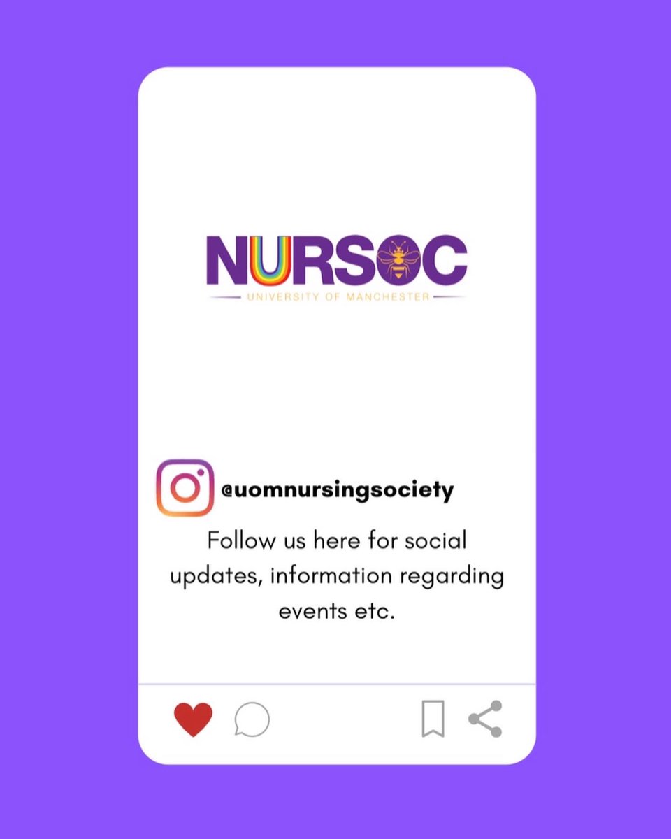 uomnursoc's tweet photo. A lot of our announcement and events are shared through our social media platforms! 

Facebook: UoM NURSOC 22/23
Twitter: @uomnursoc
Instagram: @uomnursingsociety

Make sure you’re following so you’re not missing out 💜 https://t.co/shWdIw1NyB