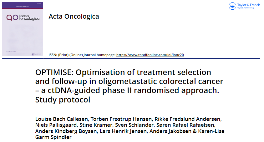 L_Callesen's tweet photo. PUBLISHED in @actaoncol today, OPTIMISE: Optimisation of treatment selection and follow-up in oligometastatic colorectal cancer – a ctDNA-guided phase II randomised approach. Study protocol.

#ctDNA🧬, #liquidbiopsies🩸, #clinicaltrials🔬

https://t.co/gDebTYvJTv

@GarmLise https://t.co/yKcnQSf3cF
