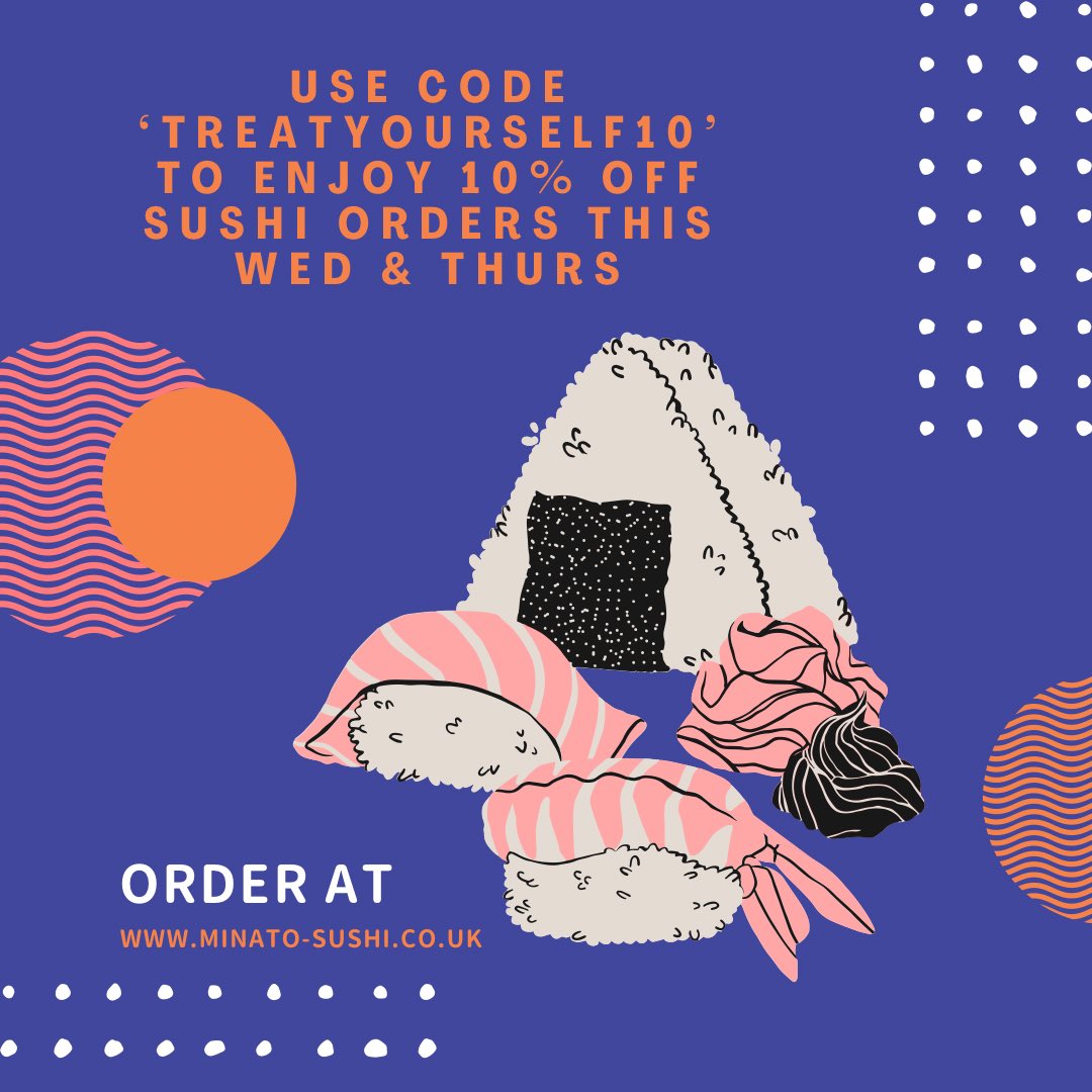 Enjoy this Wednesday &amp; Thursday only 🍣 #eastlothian #sushidelivery #minatosushi