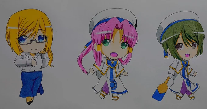 #イラスト #絵柄が好きって人にフォローされたい #ARIAカンパニー #デフォルメ #アナログ #色鉛筆 小さくてもかわいい\ウンディーネ/たち!三社揃い組でステキいっぱい! 