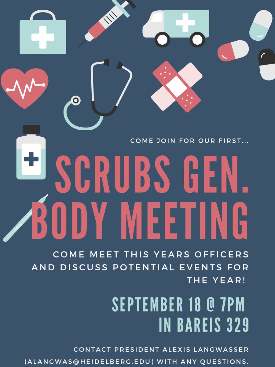 SCRUBSatBERG's tweet photo. Join us next week on Sunday, 9/18 in Bareis 329 for our first SCRUBS meeting of the semester!! https://t.co/rS9Y0mGrCs