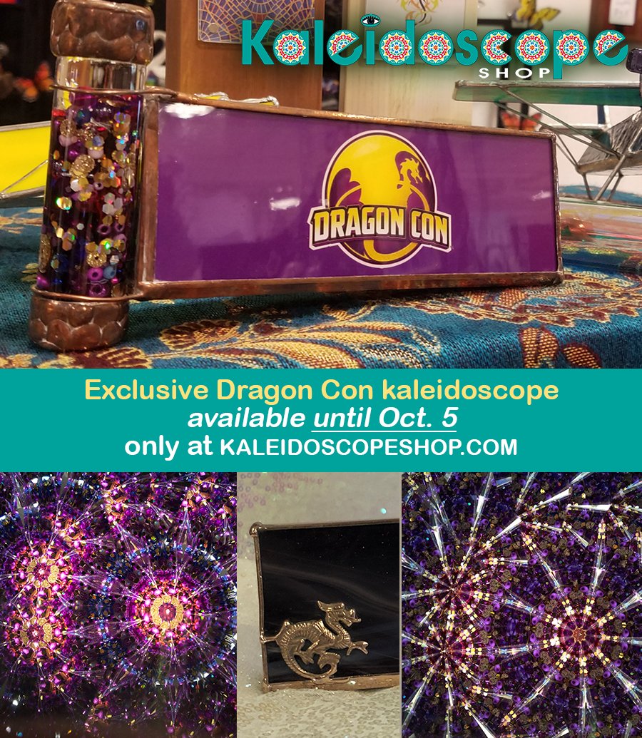 Did you miss buying one of our Dragon Con Exclusive kaleidoscopes? Luckily, they can still be ordered and shipped, up to a total of 50, through October 5, so get them while you still can at kaleidoscopeshop.com! #kscopeshopATL