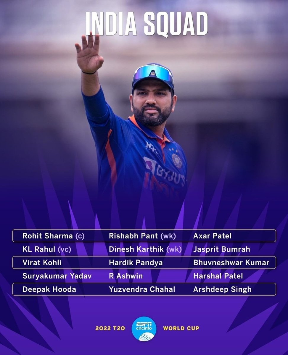 Its_TKD's tweet photo. India have announced their squad for the #T20WorldCup2022 🏆 https://t.co/FOTo5GLOsD