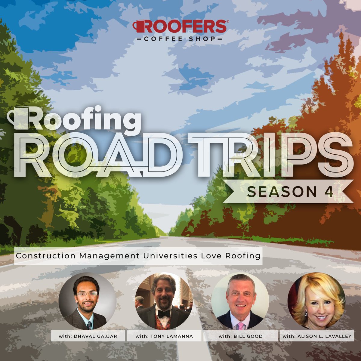 AllianceNRCA's tweet photo. Roofing Road Trips featuring Dr. Dhaval Gajjar, Dr. Tony Lamanna, Bill Good, and Alison LaValley is now available! 

https://t.co/dhVs1YW2bw 

#ContructionManagement #RoofingEducation #Clemson #ASU https://t.co/d66GBBaXU2