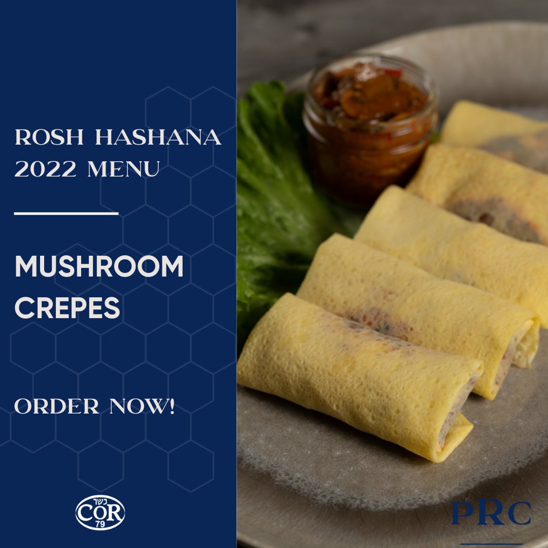 PRCCaterers's tweet photo. Do you know that our mushroom crepes have appeared on our Rosh Hashana menus since 2006? One of our most requested appetizers! Try our mushroom crepes, sold in packages of 5. Your family will thank you! https://t.co/FTAdneEHKh