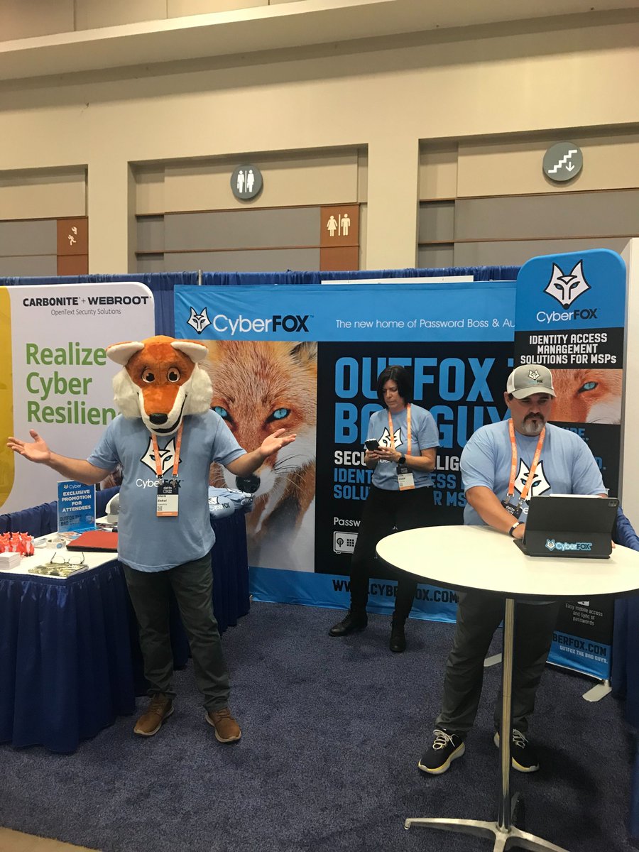CyberFoxLLC's tweet image. The CyberFOX team has been hard at work getting everything ready for #DattoCon22
Stop by booth 103! We've got prizes, demos, and some cool swag for anyone interested in learning how #passwordmanagement and #privilegeaccessmanagement are crucial in the current security climate.